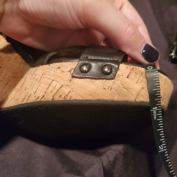 Michael Kors Black Leather Wedge Platform Sandals Size 8.5 - Picture 7 of 9